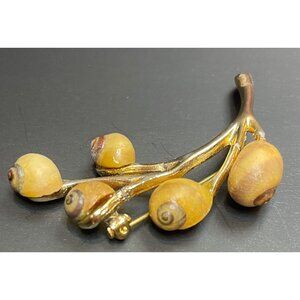 Goldtone Pin Brooch Snail Buds